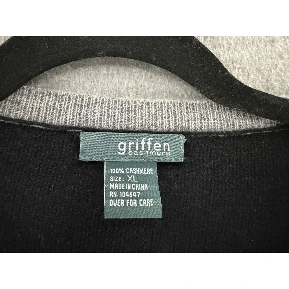 Griffen‎ Cashmere Sweater Womens XL Black Gray Quiet Luxury Dark Academia Stripe